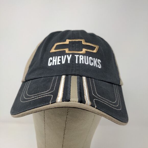 Checkered Flag Sports Men's Strapback Hat Black Tan Chevrolet Chevy Trucks - Picture 2 of 10